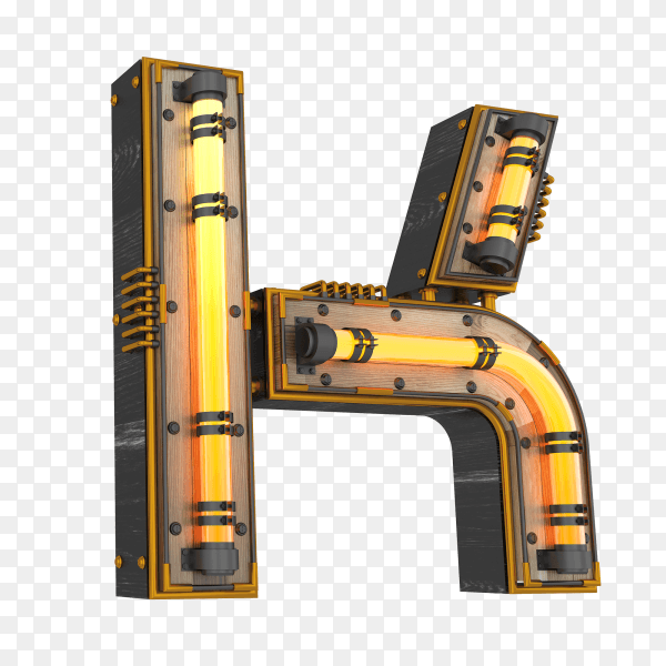 3D neon light illustration shaped letter K on transparent background PNG