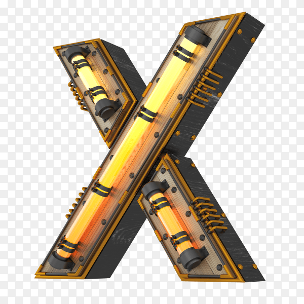 3D neon light illustration shaped letter X illustration on transparent background PNG