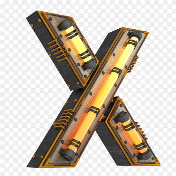 3D neon light illustration shaped letter X on transparent background PNG