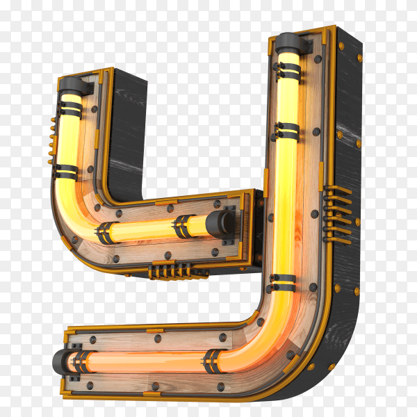 3D neon light illustration shaped letter Y illustration on transparent background PNG