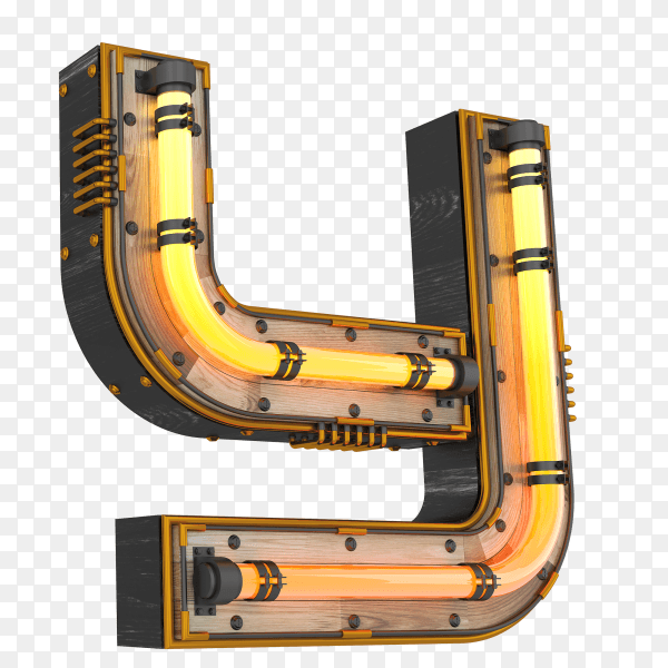 3D neon light illustration shaped letter Y on transparent background PNG