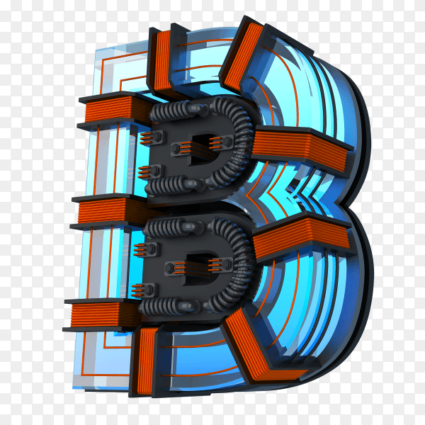 Letter B with 3D design isolated on transparent background PNG