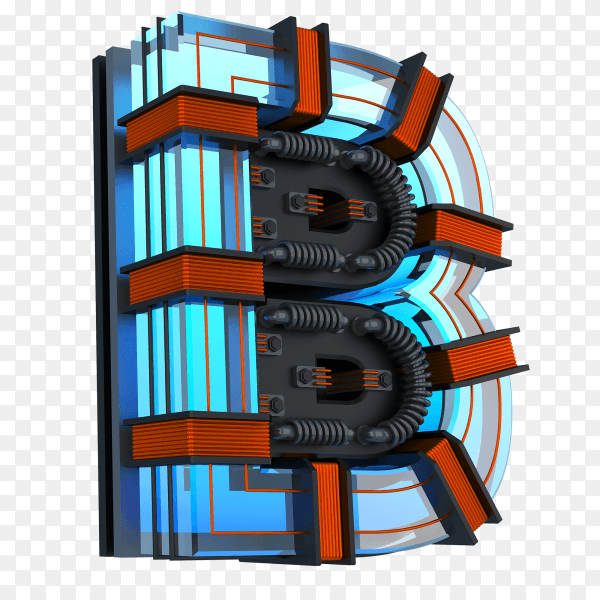 Letter B with 3D design on transparent background PNG