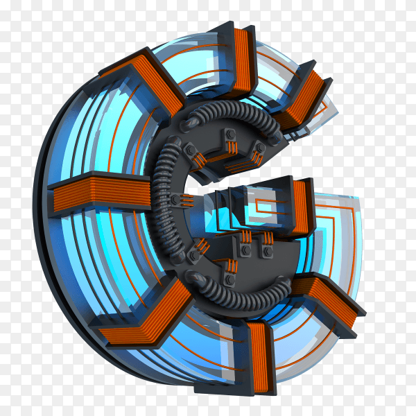 Letter G with 3D design on transparent background PNG
