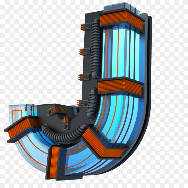 Letter J with 3D design isolated on transparent background PNG