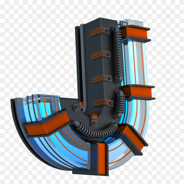 Letter J with 3D design on transparent background PNG