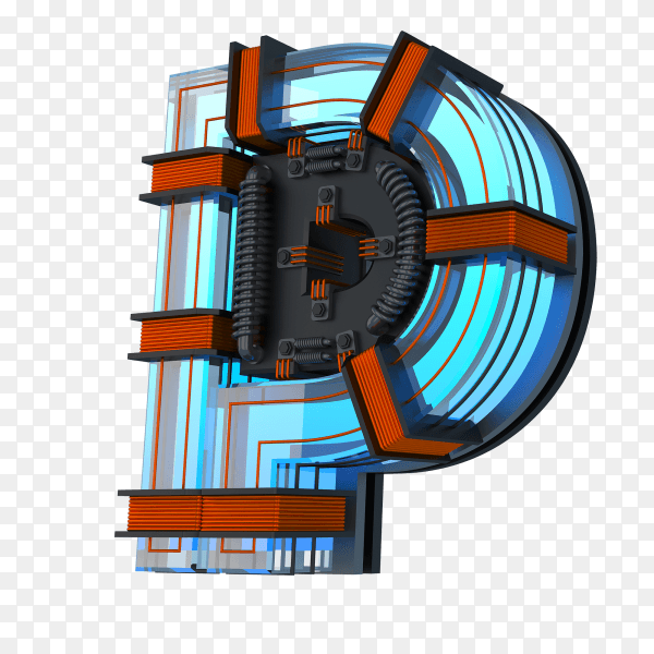 Letter P with 3D design on transparent background PNG