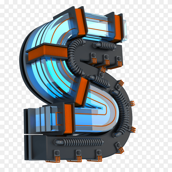 Letter S with 3D design isolated on transparent background PNG