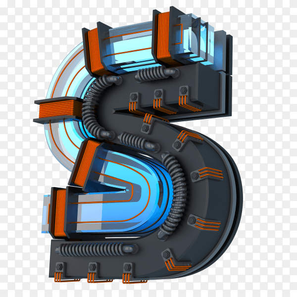 Letter S with 3D design on transparent background PNG
