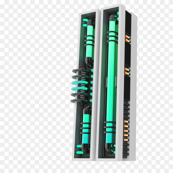 Neon style light letter a glowing neon capital letter I 3d rendering on transparent PNG