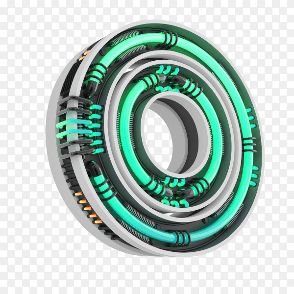 Neon style light letter a glowing neon capital letter O 3d rendering on transparent background PNG