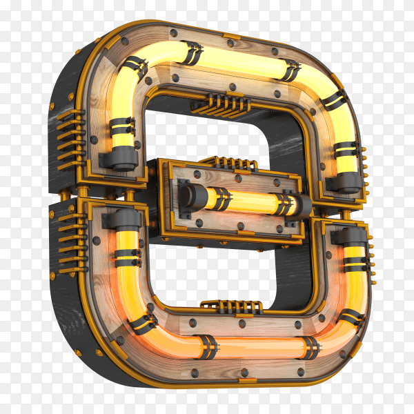 Number 8 neon light 3d rendering illustration on transparent background PNG