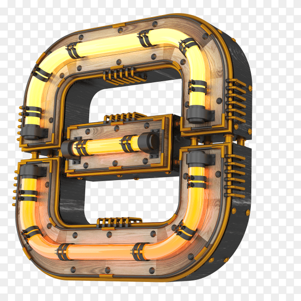 Number eight neon light 3d rendering illustration on transparent background PNG