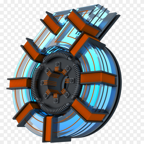 Number six with 3d design on transparent background PNG