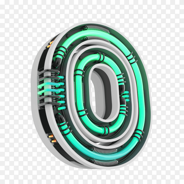 Number zero with simple geometry shape on transparent background PNG