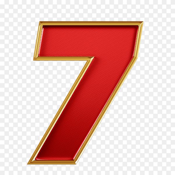 Red number seven shape on transparent background PNG