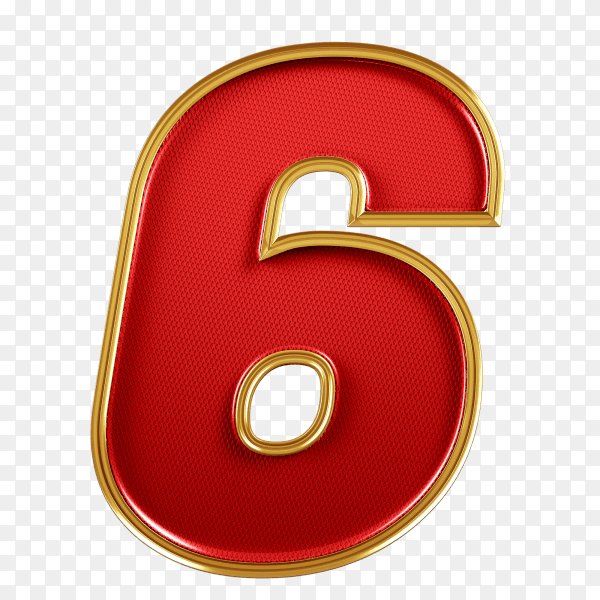 Red number six shape on transparent background PNG