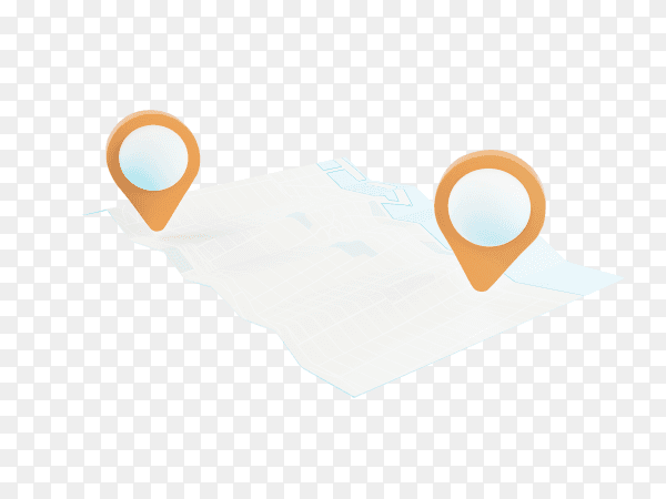 3D map with gps pointers on transparent background PNG