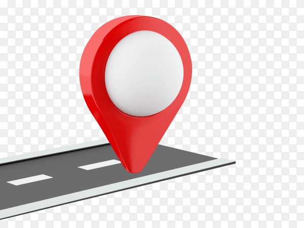 3D road with pin pointer on transparent background PNG