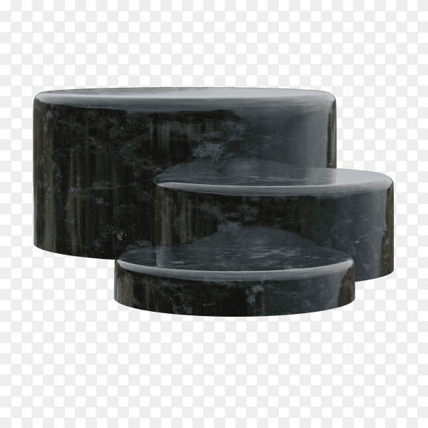 3d geometric black podium on transparent background PNG
