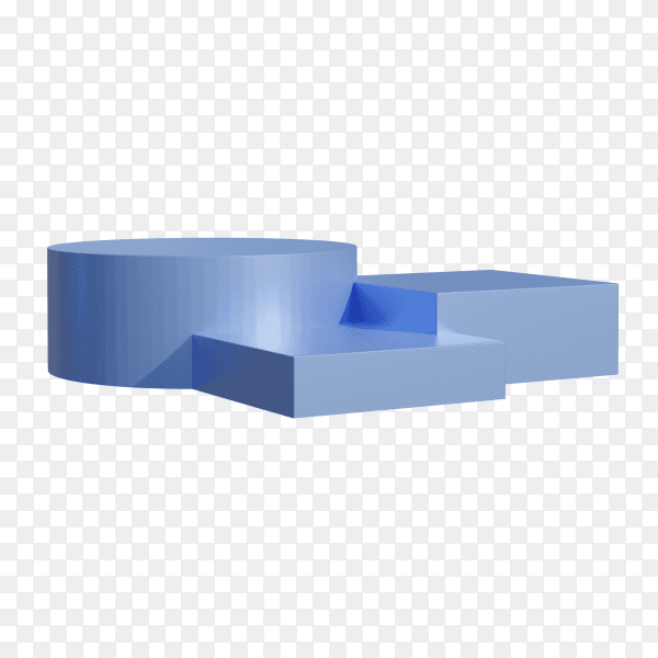 Abstract blue geometric podium on transparent background PNG