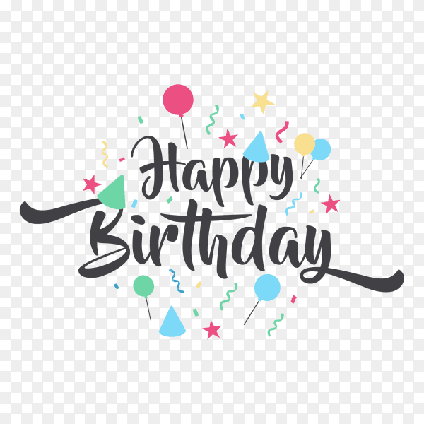 Abstract happy birthday card isolated on transparent background PNG