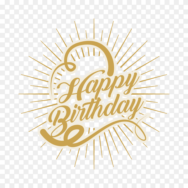 Abstract happy birthday card on transparent background PNG