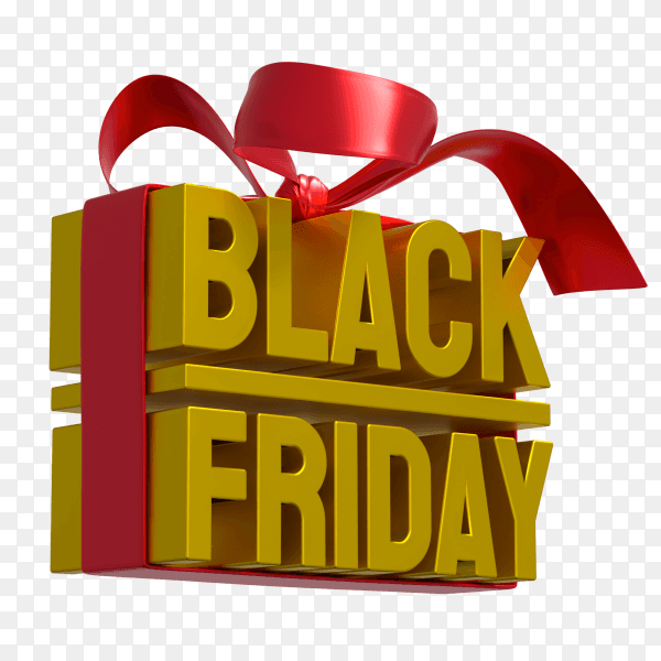 Black friday sale banner with red ribbon on transparent background PNG