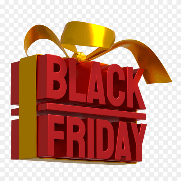 Black friday sale banner with yellow ribbon on transparent background PNG