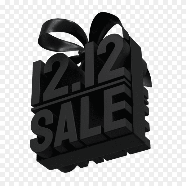 Black sale banner template with ribbon on transparent background PNG