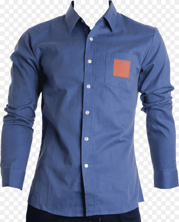 Blue color formal shirt isolated on transparent background PNG