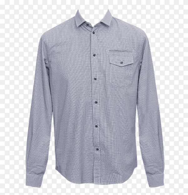 Blue formal shirt with button down collar isolated on transparent background PNG