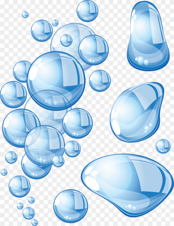 Blue water drops illustration on transparent background PNG