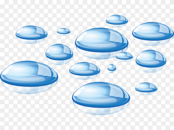 Blue water drops isolated on transparent background PNG