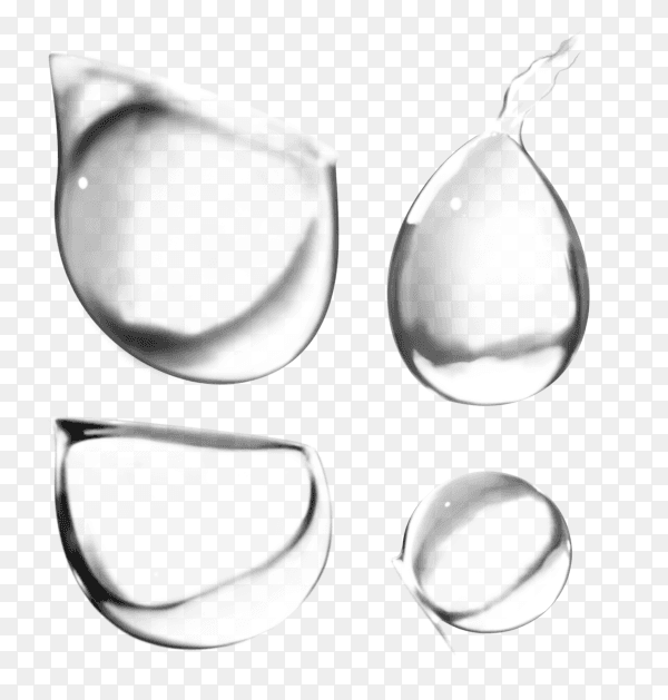 Clear water drops illustration on transparent background PNG