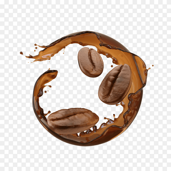Coffee splash in round shape on transparent background PNG