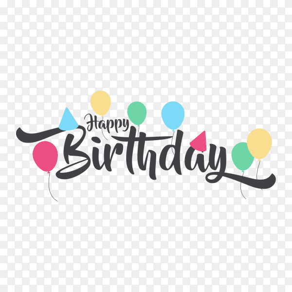 Colorful happy birthday lettering design on transparent background PNG