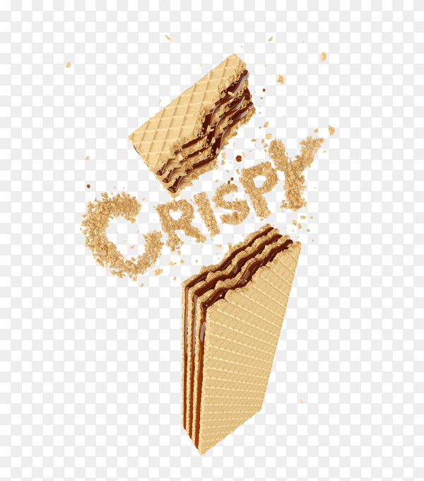 Crispy wafer chocolate flavor on transparent background PNG