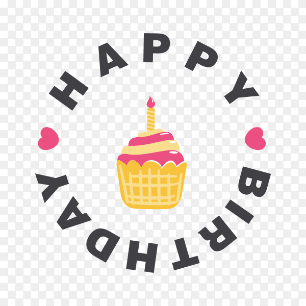 Cute and funny birthday calligraphy on transparent background PNG