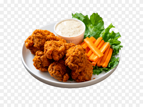 Fried spicy chicken wings on transparent background PNG
