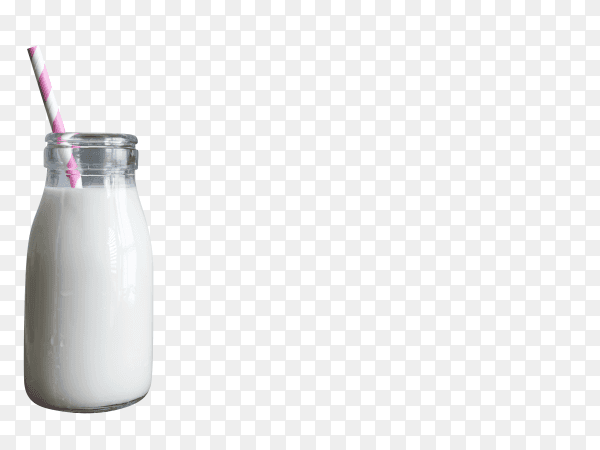 Glass bottle natural fresh milk on transparent background PNG