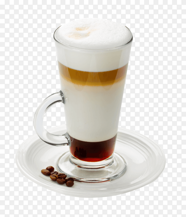 Glass of latte macchiato isolated on transparent background PNG