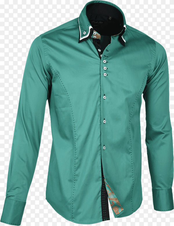 Green color formal shirt isolated on transparent background PNG