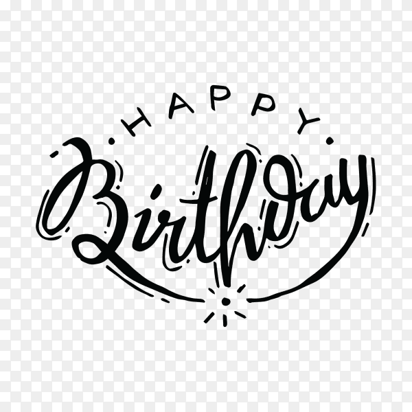 Hand drawn happy birthday doodles on transparent background PNG