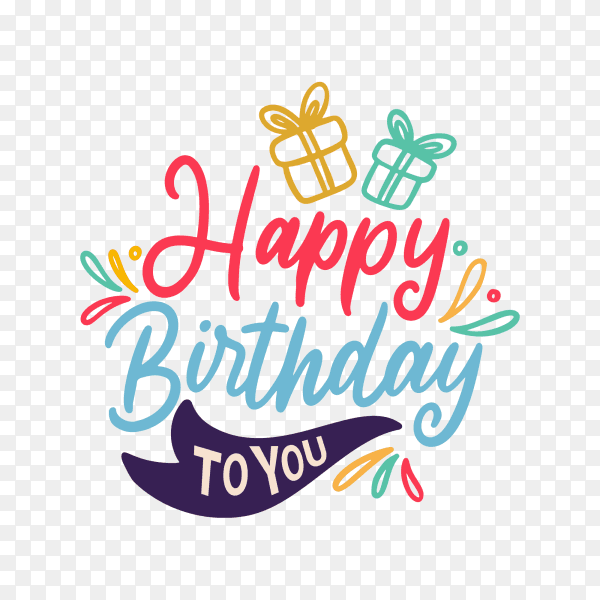 Happy Birthday brush calligraphy on transparent background PNG