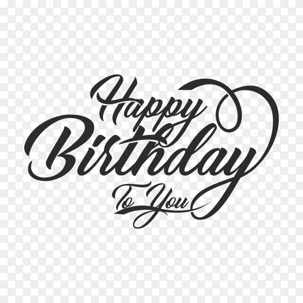 Happy Birthday typography on transparent background PNG