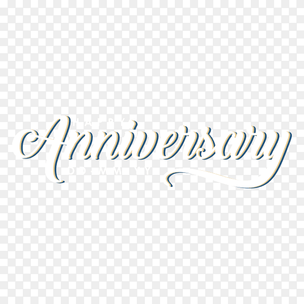 Happy anniversary lettering design on transparent background PNG