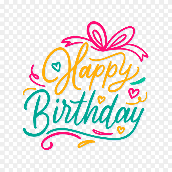 Happy birthday colorful font on transparent background PNG