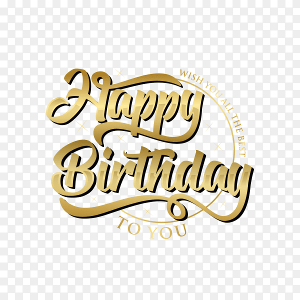 Happy birthday lettering design isolated on transparent background PNG