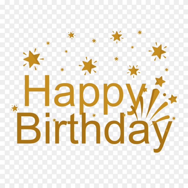 Happy birthday lettering illustration on transparent background PNG